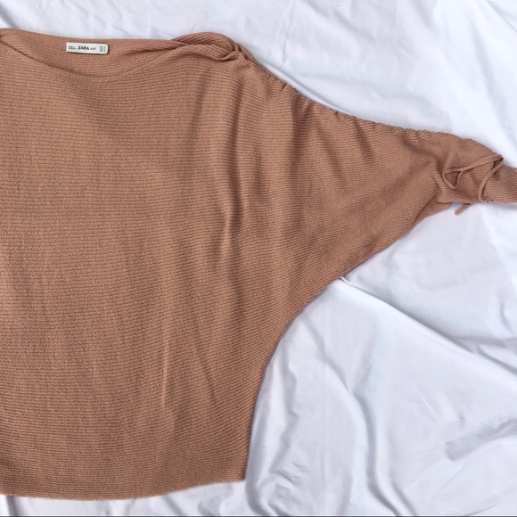 Blush dusty pink Zara slouchy dolman tie sweater - Picture 11 of 14